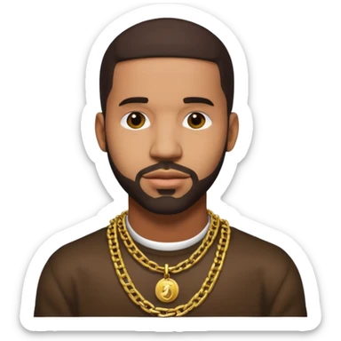 Drake with gold chain necklace  sticker