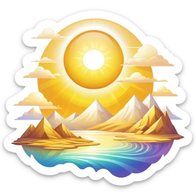 Epic complex detailed iridescent gradients white golden bright light solarpunk sunny aesthetic-scenery sticker