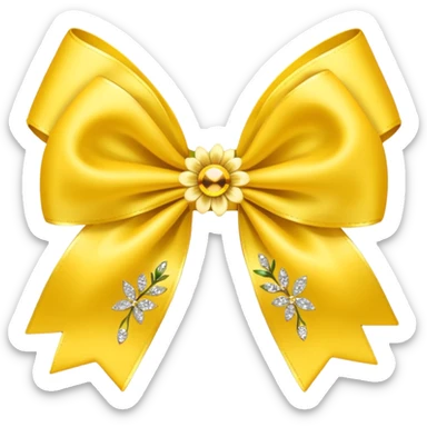 yellow flower bow with glitter sticker