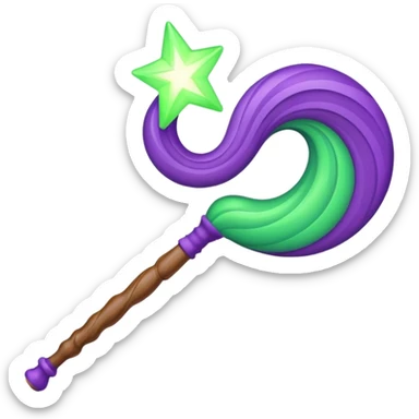 magic wand with purple green wave sticker