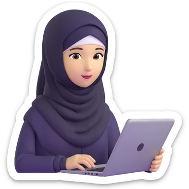 girl with hijab computer science engineer working with metaverse technology sticker