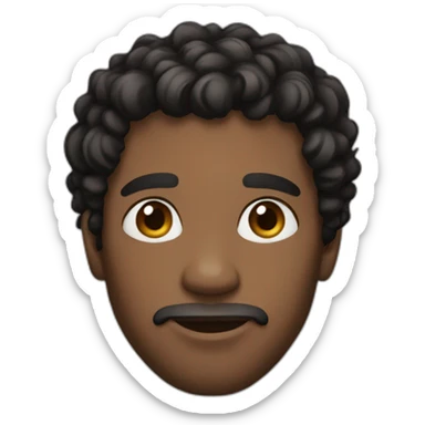 brown skin man with mi long black curly hair sticker