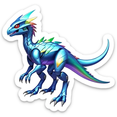Shiny Futuristic Celestial Fakemon-Pokemon-Digimon-Spectrobes-Raptor-fusion, full body, two legs sticker