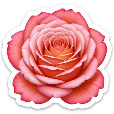 Still life realistic Colorshifting pale pink, to bright pink, to bright coral orange rose head only sticker
