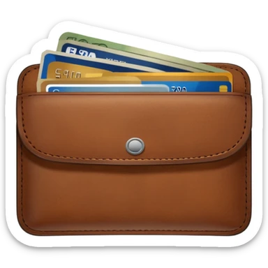 portefeuille marron avec quelques billets et carte bancaire sticker