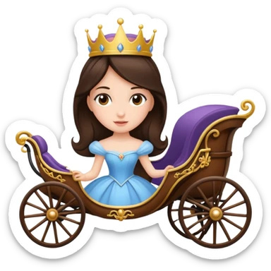 Brunette princess in carriage  sticker