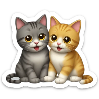 Deux chats fesant un chevk sticker