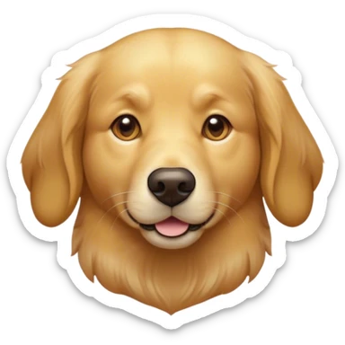 Cinematic Noble Golden Retriever Portrait Emoji, Poised and regal, with a strong, athletic build and a lustrous, well-groomed golden coat, deep-set soulful brown eyes, Simplified yet sharp and sophisticated features, highly detailed, glowing with a soft, dignified glow, high shine, intelligent and friendly, stylized with an air of warmth, focused and attentive, soft glowing outline, capturing the essence of a watchful and confident companion, so majestic it feels as though it could bound out of the screen with effortless authority! sticker
