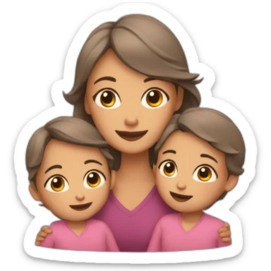 mother with 2 babies sticker