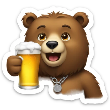 bear with beer sticker