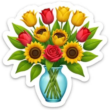 A mix bouquet of roses, Sunflowers and Tulips sticker