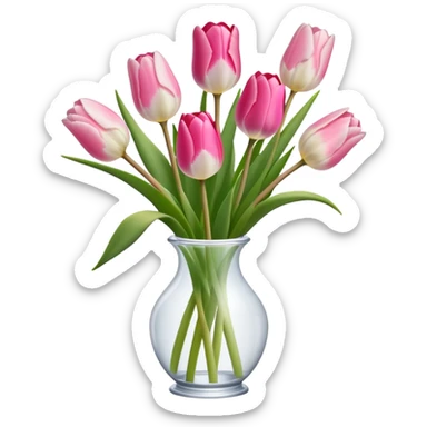 Wit met roze tulpen sticker