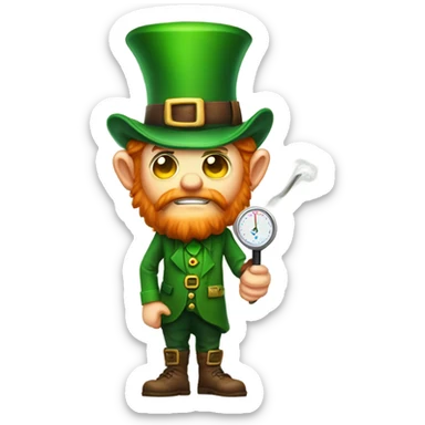 leprechaun with fever and thermometer sticker