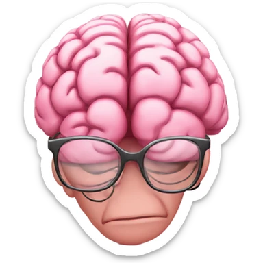 Pink brain with glasses reading a book sticker