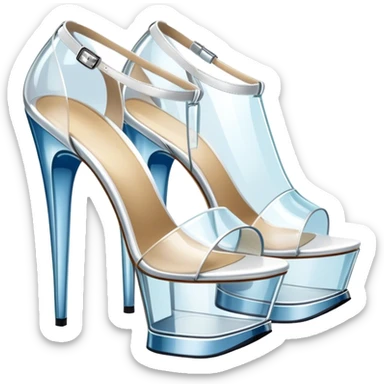 ultra realistic pair of platform open toe glass heels sticker