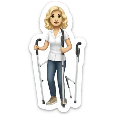 White lady with cheetah print crutches  sticker