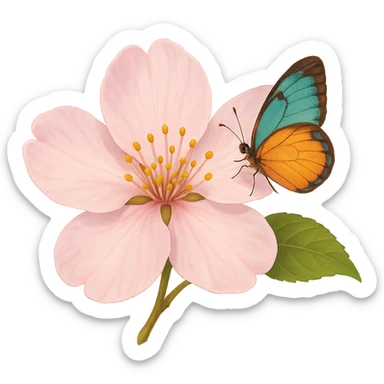 sakura blossom with a butterfly sticker