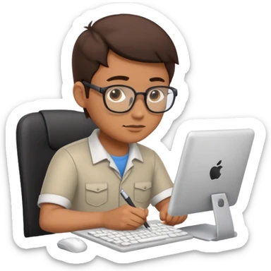 portrait of a software engineer writing code sticker