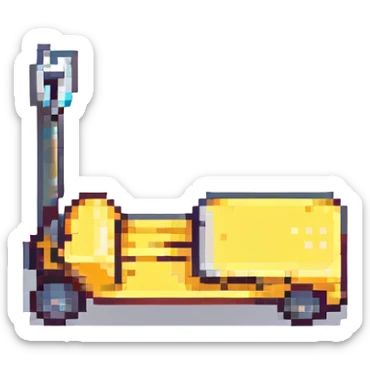 Make the pallet truck yellow, keep the same style and subject, pixel art style. sticker