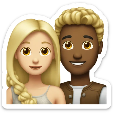 Blond man and brunette woman in love sticker