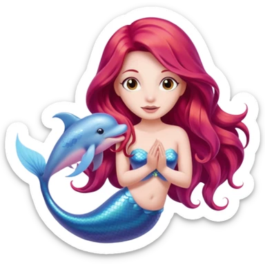 Pink dolphin emoji with ariel mermaid sticker