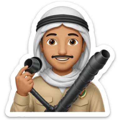 An emarati arab man holding a bazooka while sending kisses sticker