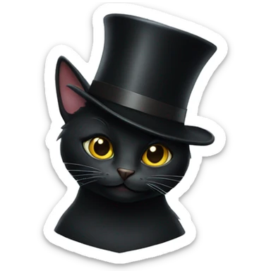 Black cat with a top hat sticker