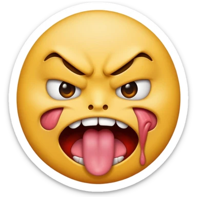 A furios emoticon with tongue sticker