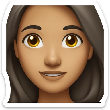 A young woman with long dark brown hair smiling and content sticker