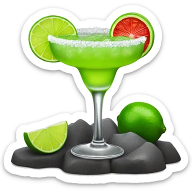 realistic lime margarita with red tajin rim on the rocks sticker