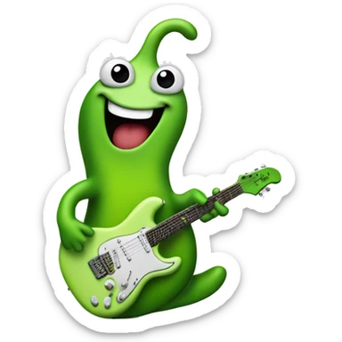 Happy green slug playing electric guitar sticker
