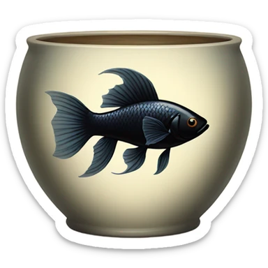 Black Beta  in vintage bowl  sticker