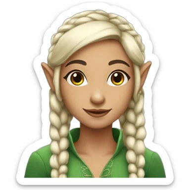 Beautiful elf girl with black hair and braids sticker