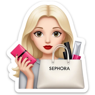 Girl holding a Sephora bag sticker