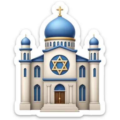 reform jewish synagogue similar in architecture to historical churches (pretty and magnificent), white in color, in ios emoji style sticker