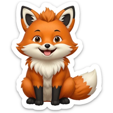 Floofy the Creampuff fox blackish away laughing, chubby. Black paws orange color sticker