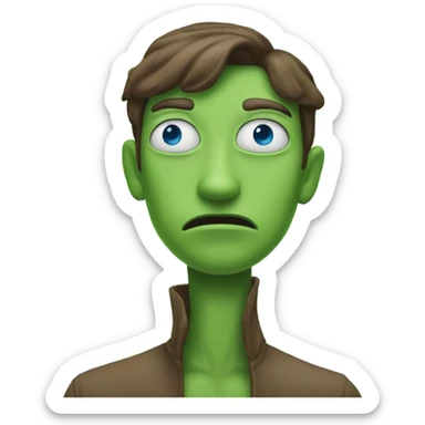 six foot tall brown hair blue eye green bean that cries sticker