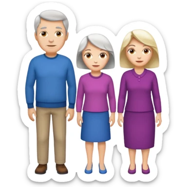 Boy, middle age, old age, old age women, middle age, girl. Standing side by side. sticker