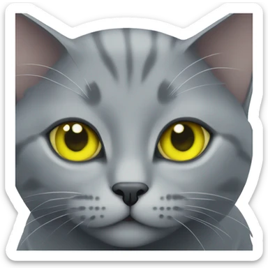 Gray cat with yellow-green eyes Russian blue breed sticker