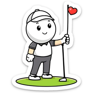 Heart golfing sticker