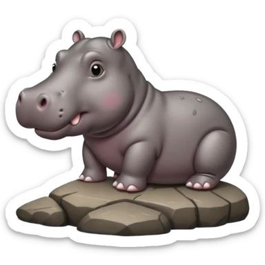 hippo on rock sticker
