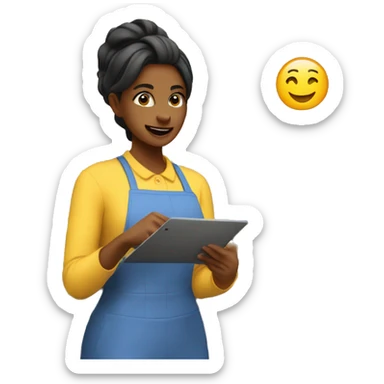 Female Retail worker bragging to other stores  about making budget  sticker