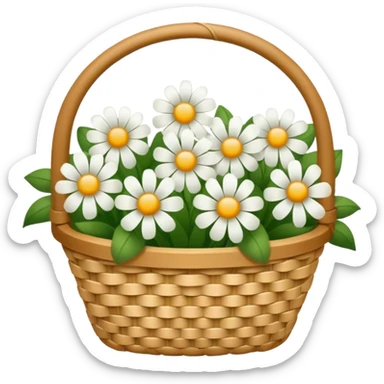 white flower basket sticker