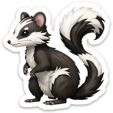 Trico-Sergal-Skunk-Ferret-Furret-Marsupial-Vernid-fusion-Fakemon-animal-hybrid-creature, full body sticker