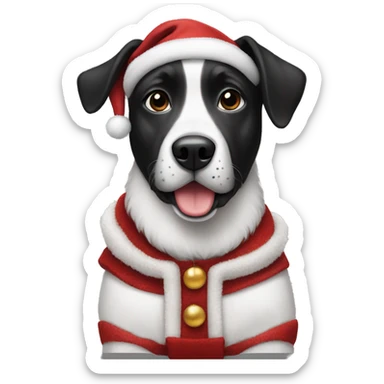 Black and white dog wearing christmas outfit sticker
