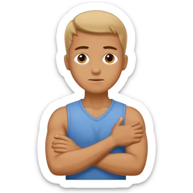 guy crossed arms hold neck  sticker