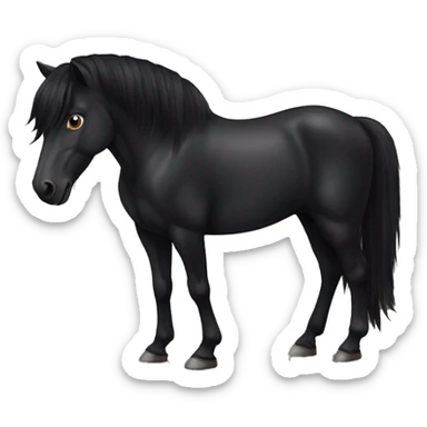 Totally black horse with dark brown eyes and the end of the mane slightly brown/reddish sticker