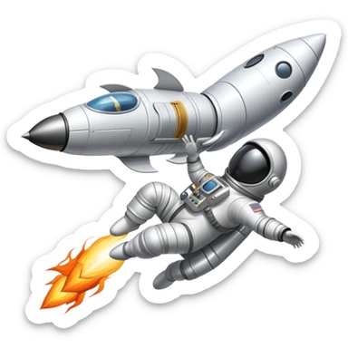 A rocket ship blasting off with a Loon in a spacesuit riding it sticker
