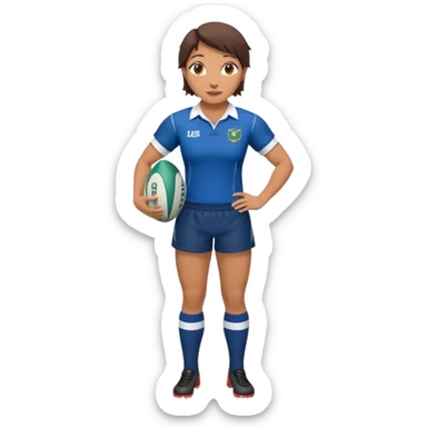 Disfraz de jugadora de rugby de cuerpo entero femenino y feliz sticker