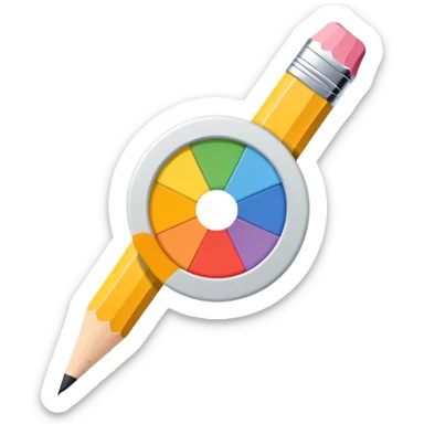 digital graphic template with a pencil, crop icon, and color palette tools around it sticker